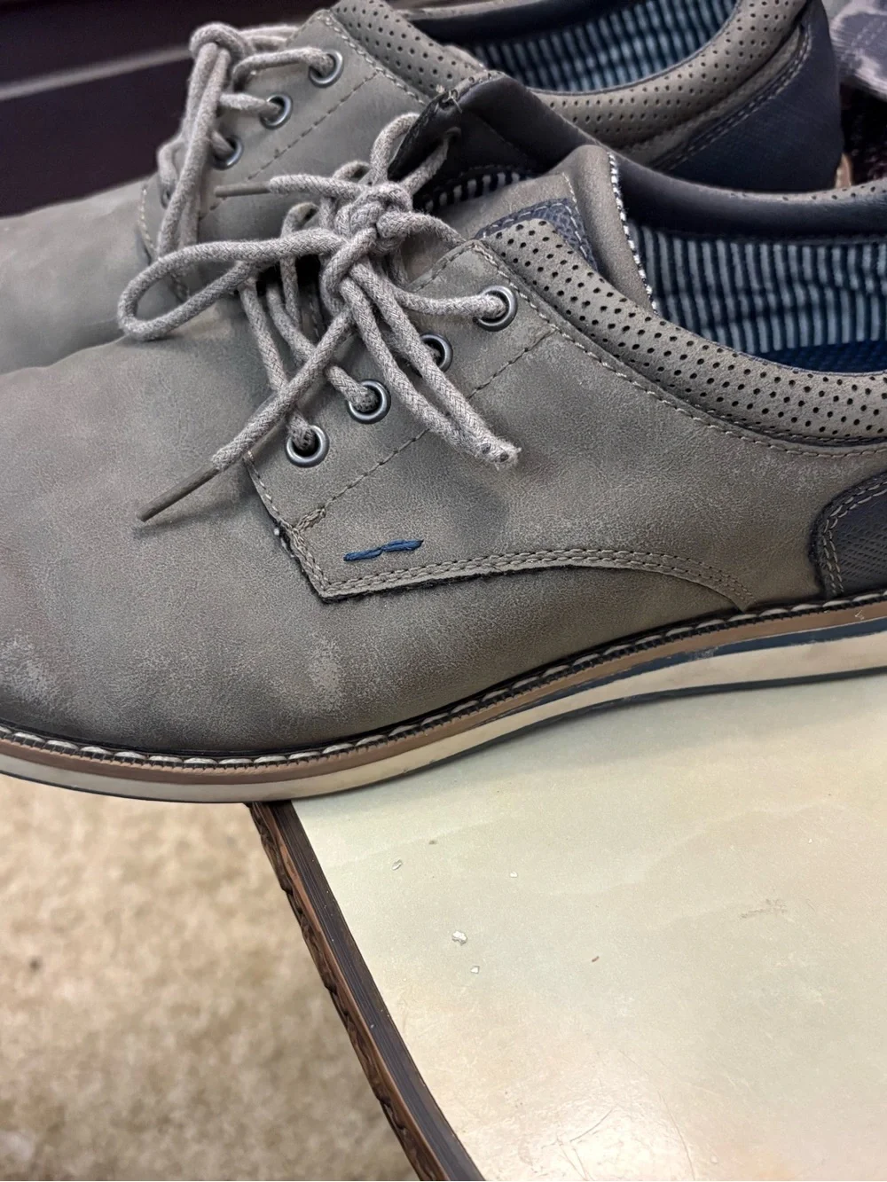 Nunn Bush Men's Chase Plain Toe Oxford 10M Gray Blue - Condition Great